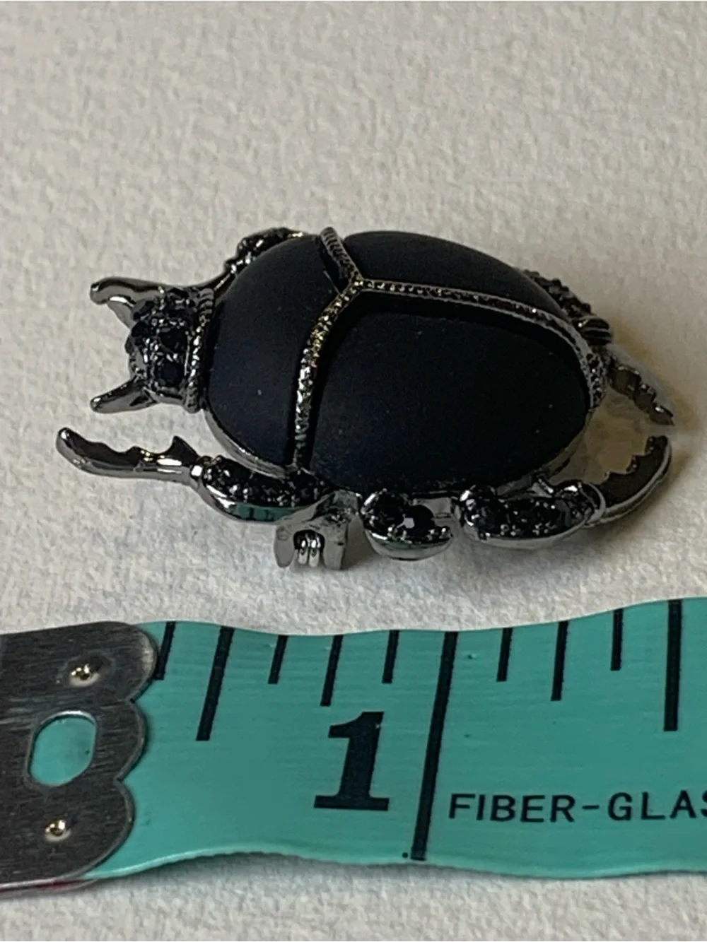 Matte Black Scarab Beetle Brooch Gunmetal